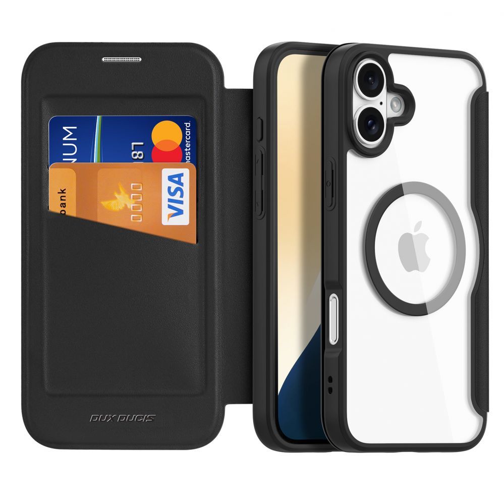 Tagakaaned Dux Ducis Dux Ducis Skin X Pro iPhone 16 Case with MagSafe and Flip Cover - Black