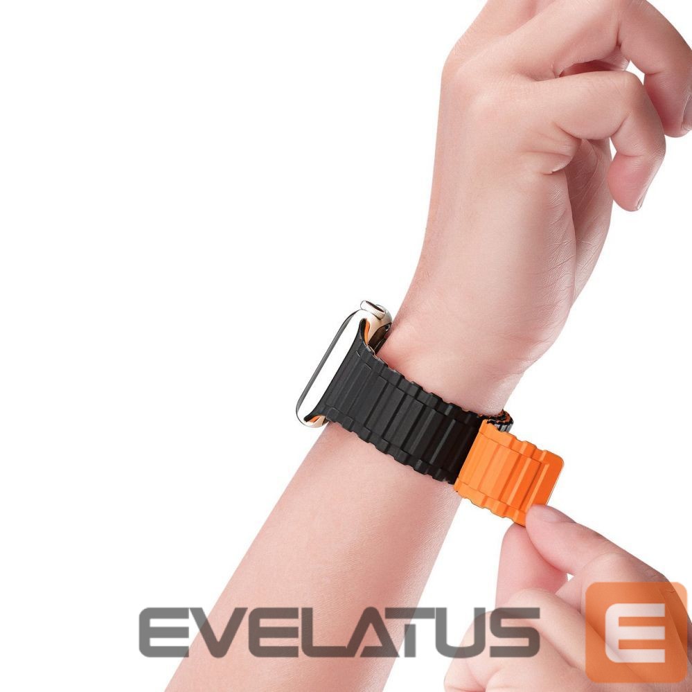 Dirželis Dux Ducis Dux Ducis Strap (Armor Version) Apple Watch SE Strap, 9, 8, 7, 6, 5, 4, 3, 2, 1 (41, 40, 38 mm) Silicone Magnetic Band Bracelet Black/Orange