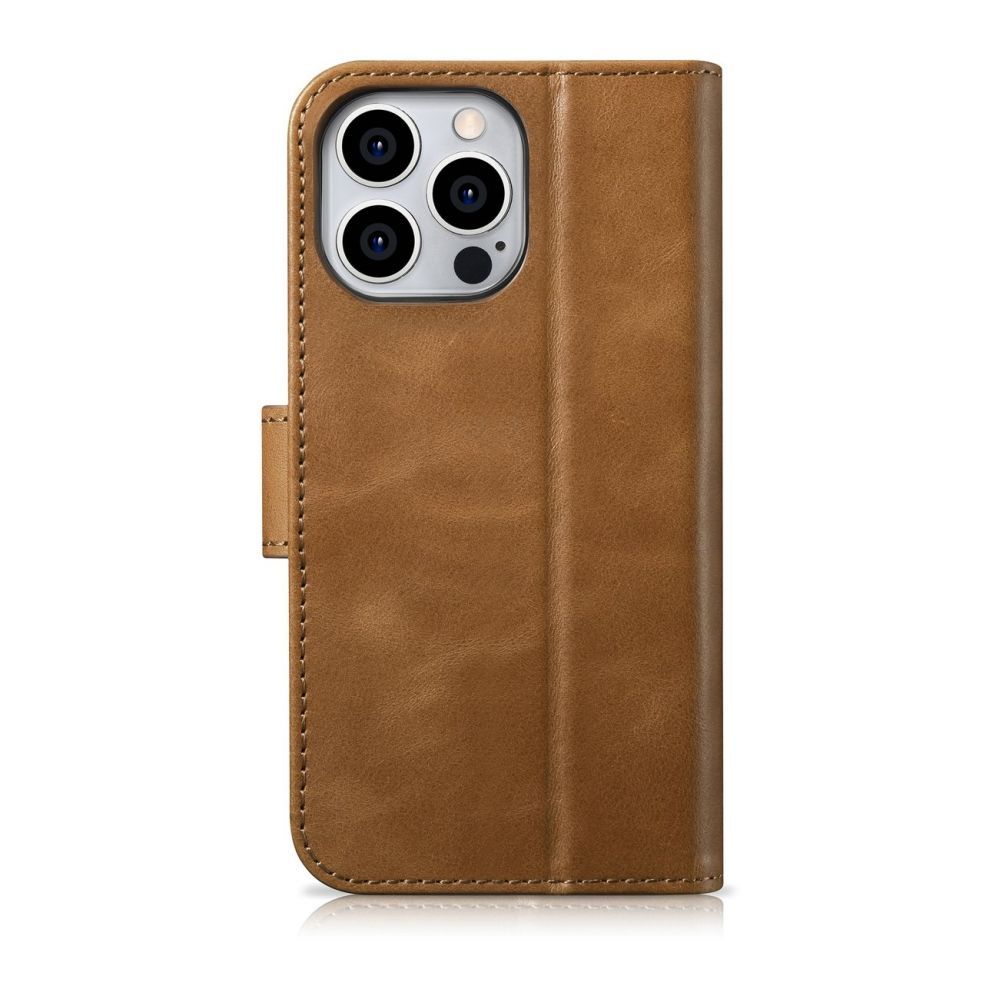 Tagakaaned iCarer iCarer Oil Wax Wallet Case 2in1 Cover iPhone 14 Pro Max Leather Flip Cover Anti-RFID brown (WMI14220724-TN)