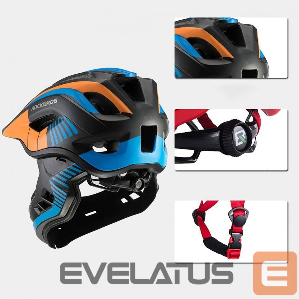 Bicycle accessory Rockbros Rockbros TT-32SOBL-S children's bicycle helmet with removable chinbar, size S - black and orange