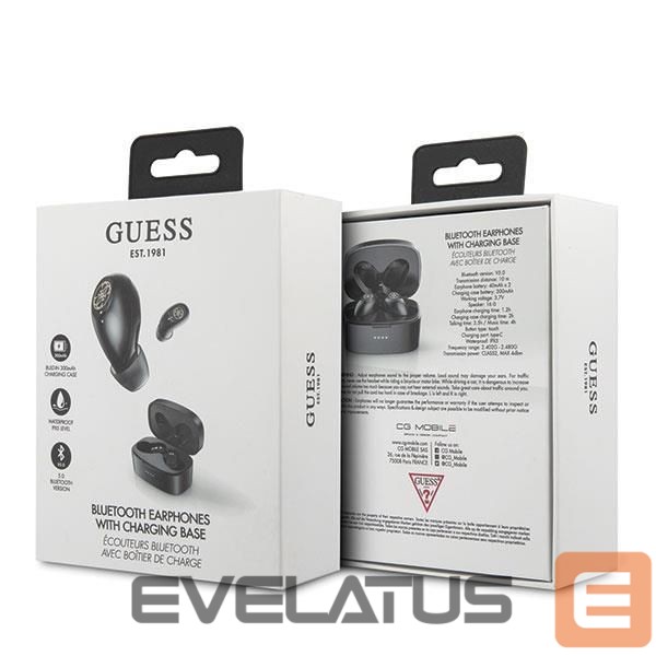 Kõrvaklapid Guess Guess GUTWSJL4GBK TWS Bluetooth headphones + black/black 4G docking station