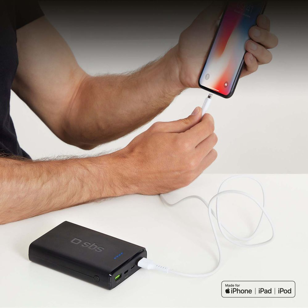 Kabelis SBS SBS TECABLEUSBIP589W USB-A - Lightning Cable - White