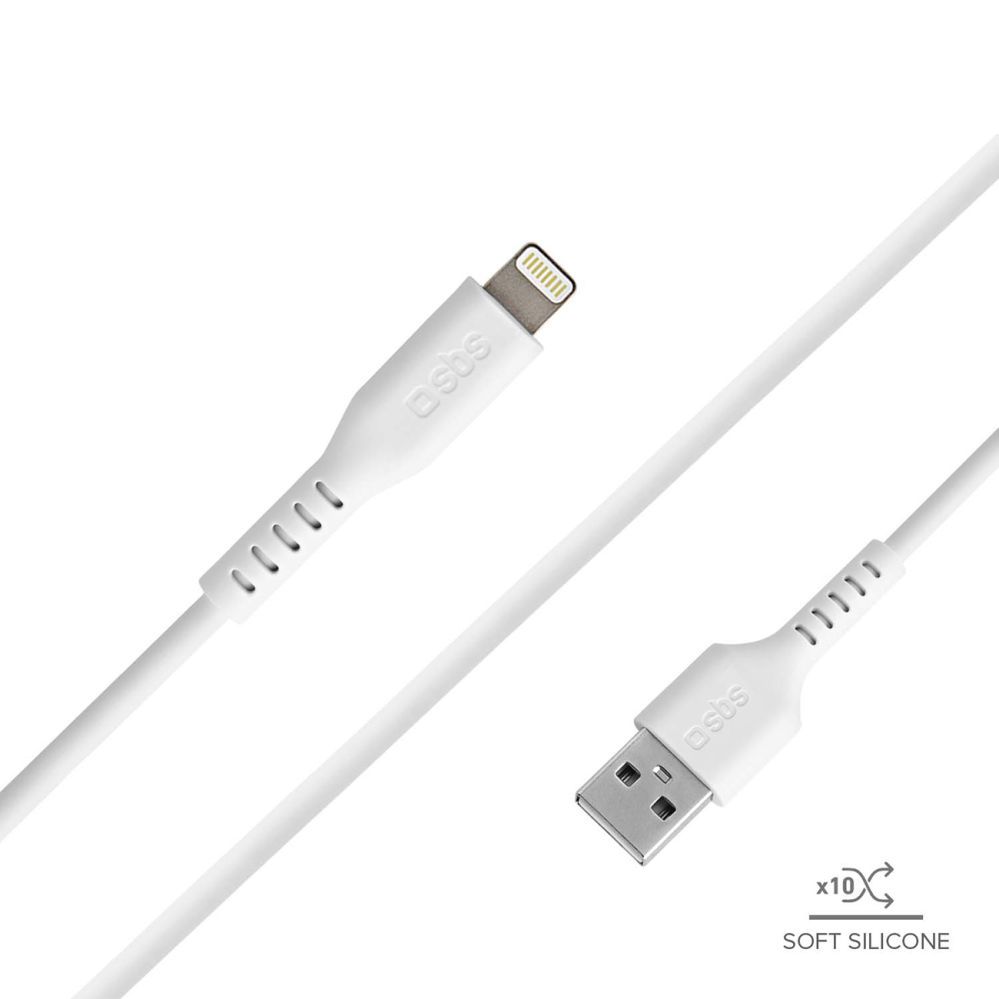 Kabelis SBS SBS TECABLEUSBIP589W USB-A - Lightning Cable - White