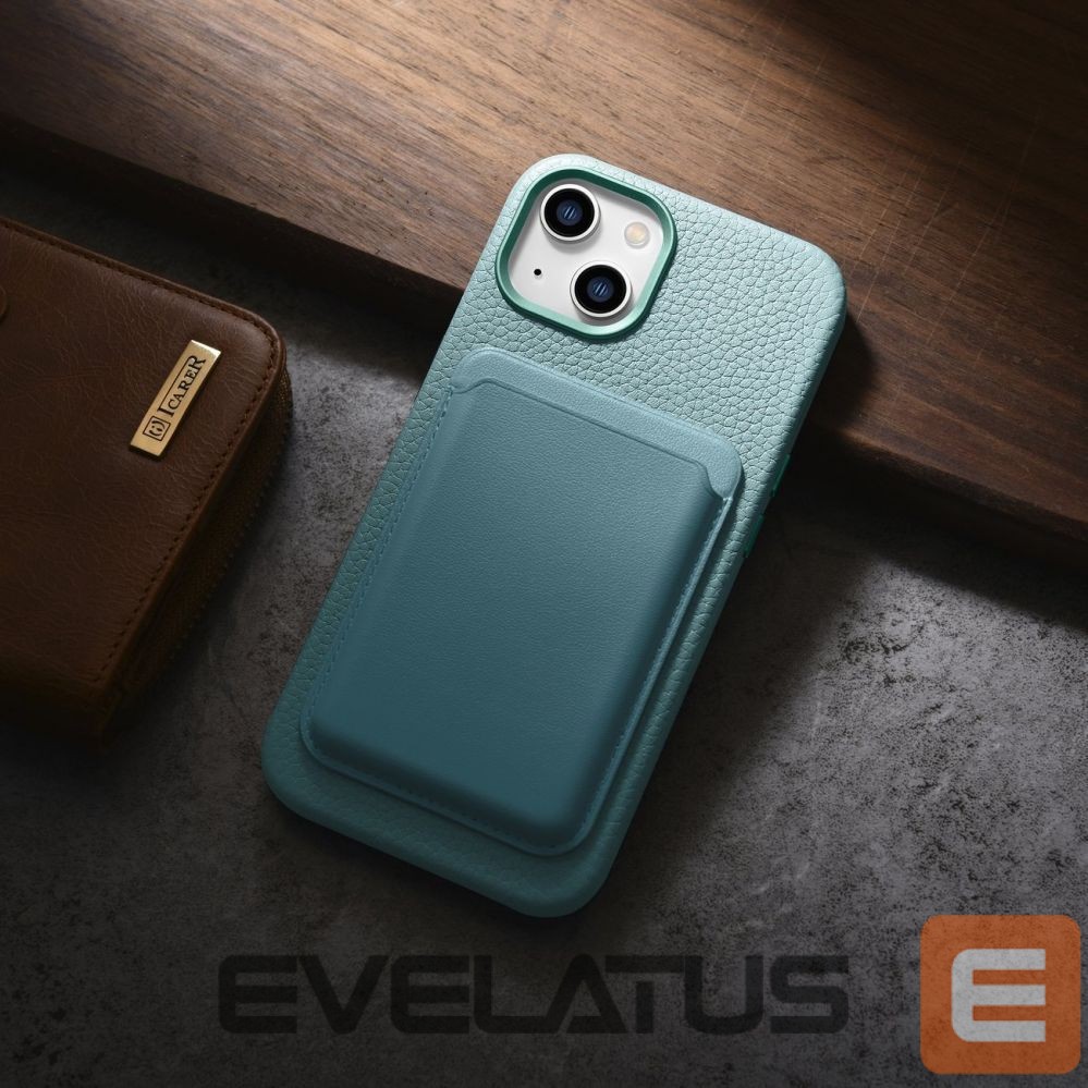 Tagakaaned iCarer iCarer Litchi Premium Leather Case iPhone 14 Magnetic Leather Case with MagSafe Green (WMI14220709-GN)