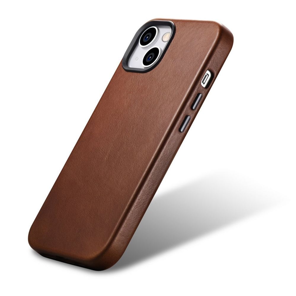 Tagakaaned iCarer iCarer Oil Wax Premium Leather Case iPhone 14 Plus Magnetic Leather Case with MagSafe Brown (WMI14220703-RB)