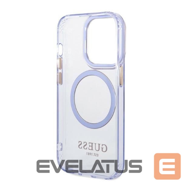 Back panel cover Guess Guess Gold Outline Translucent MagSafe Case for iPhone 14 Pro Max 6.7" - Purple