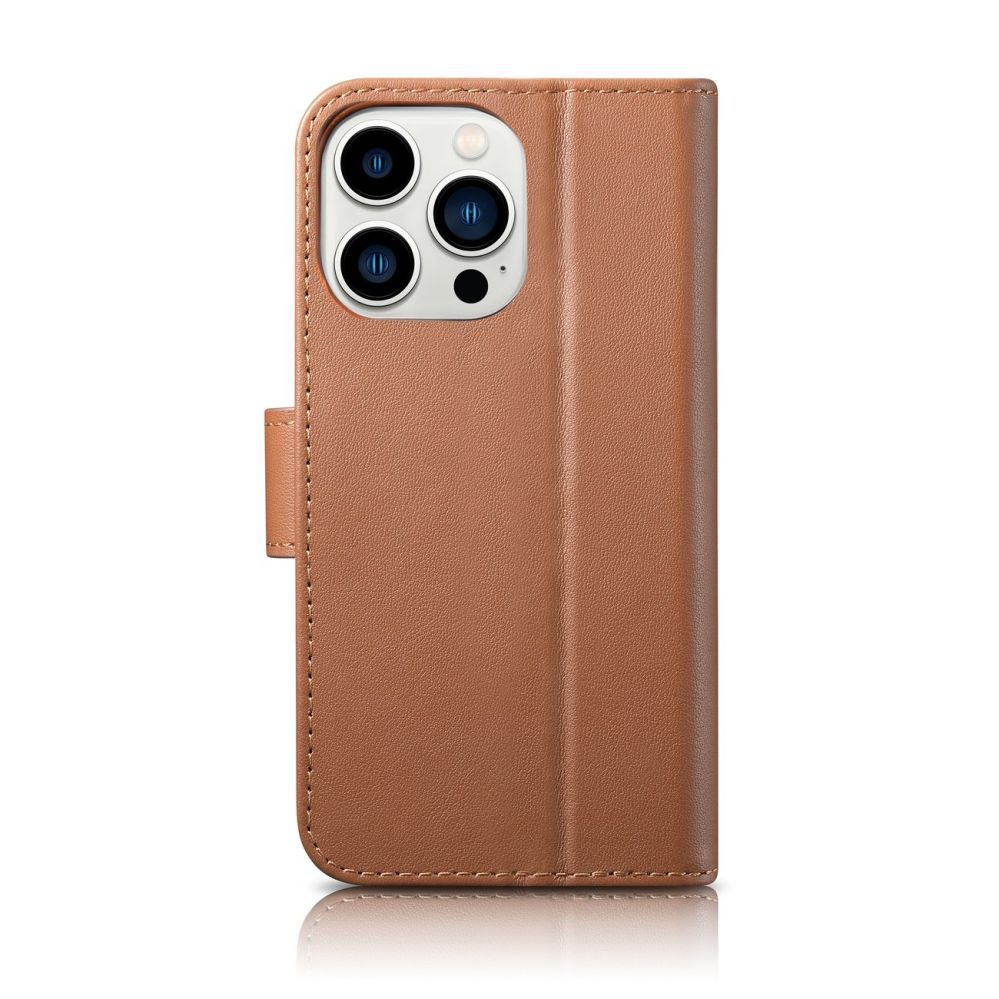Tagakaaned iCarer iCarer Wallet Case 2in1 Cover iPhone 14 Pro Max Leather Flip Cover Anti-RFID Brown (WMI14220728-BN)