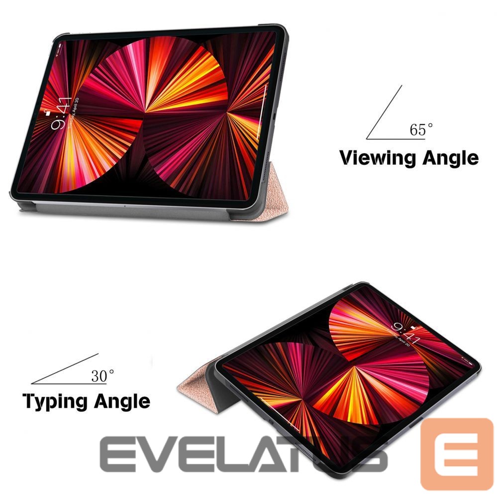 Kaaned iLike Galaxy Tab S8 Plus 12.4 Tri-Fold Eco-Leather Stand Case Rose Gold