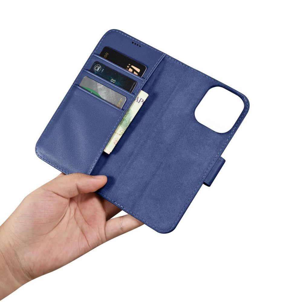 Tagakaaned iCarer iCarer Wallet Case 2in1 Cover iPhone 14 Pro Leather Flip Case Anti-RFID blue (WMI14220726-BU)
