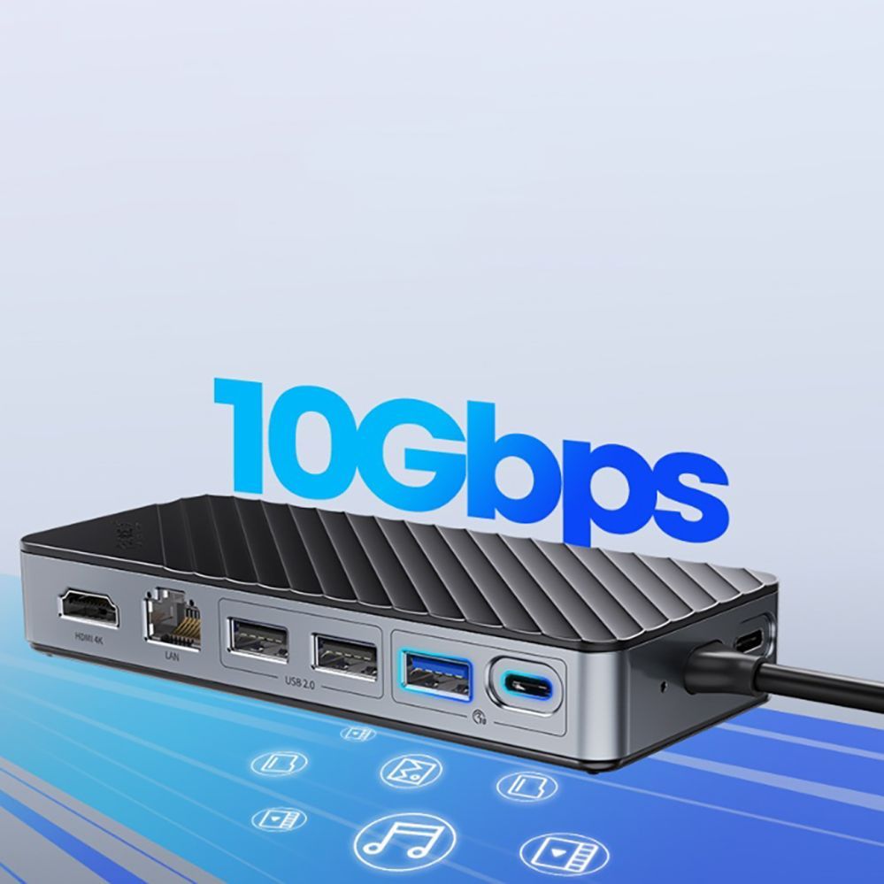 Other Computer Accessory Orico Orico OM28PR-G2 USB-C Docking Station with M.2 Drive Slot + 1 x USB-A 3.2 + 1x USB-C 3.2 + 2x USB-A 2.0 + 1x HDMI + 1x Ethernet - Black