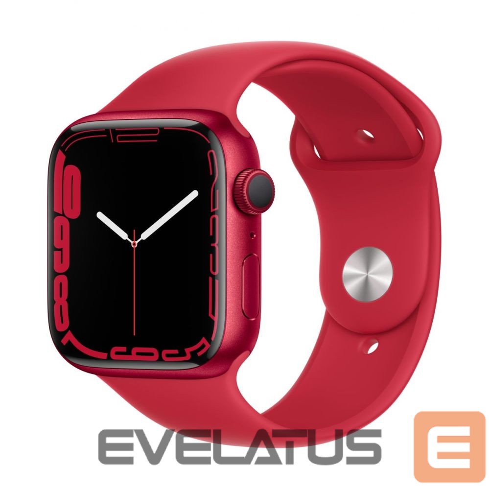 Viedpulksteni Apple Watch Series 7 GPS, 45mm (PRODUCT)RED Aluminium Case with Sport Band - Regular (PRODUCT) Red