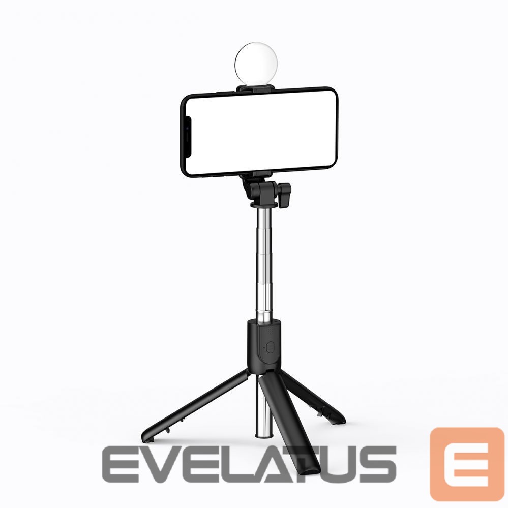 Kaameratarvik Hurtel Selfie stick WR1YXS telescopic tripod 0.71m with round lamp - black