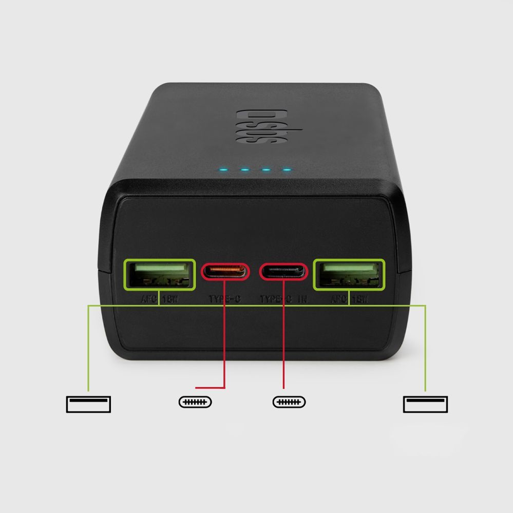 Väline aku SBS Powerbank SBS TTBB30000PD20K 30000 mAh 2 x USB-C 2 x USB-A - black