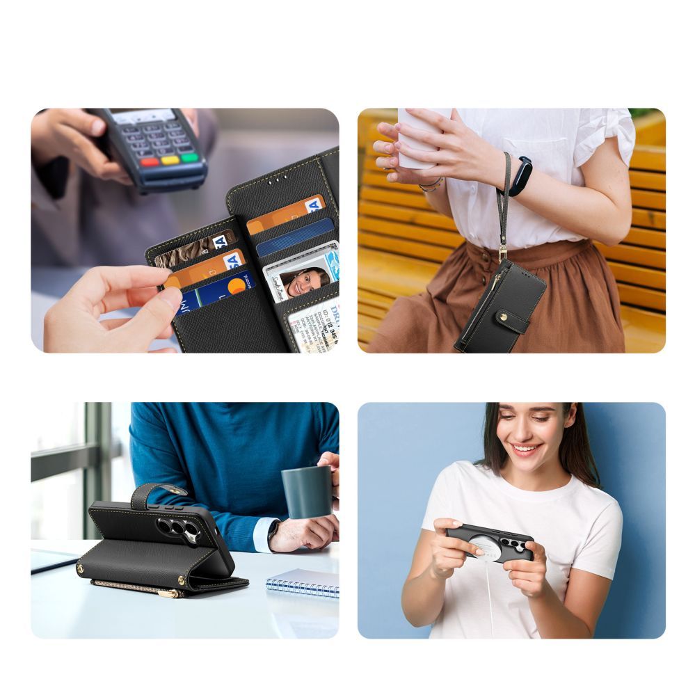 Tagakaaned Dux Ducis Dux Ducis Lawa Leather Case for Samsung Galaxy S25+ with Detachable Magnetic Wallet - Black