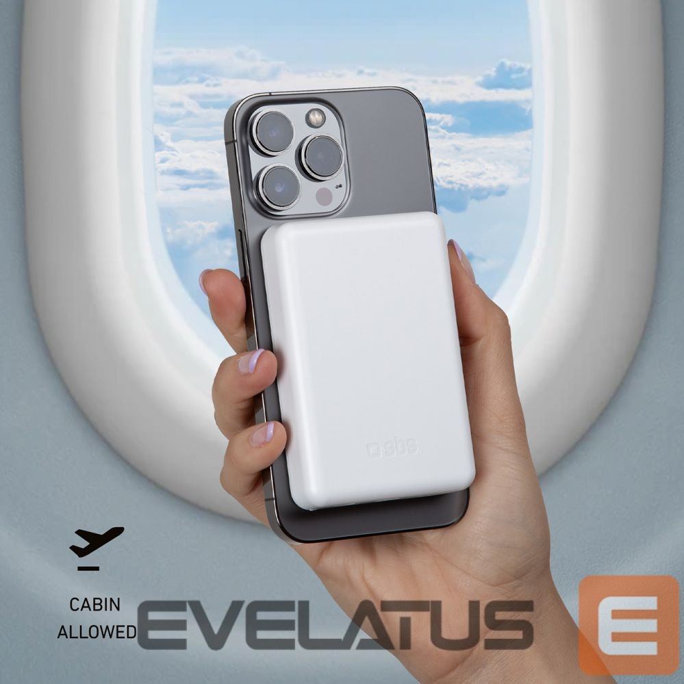 Väline aku SBS Powerbank SBS TEBB5000MAG1CW 5000 mAh USB-C, MagSafe compatible - white