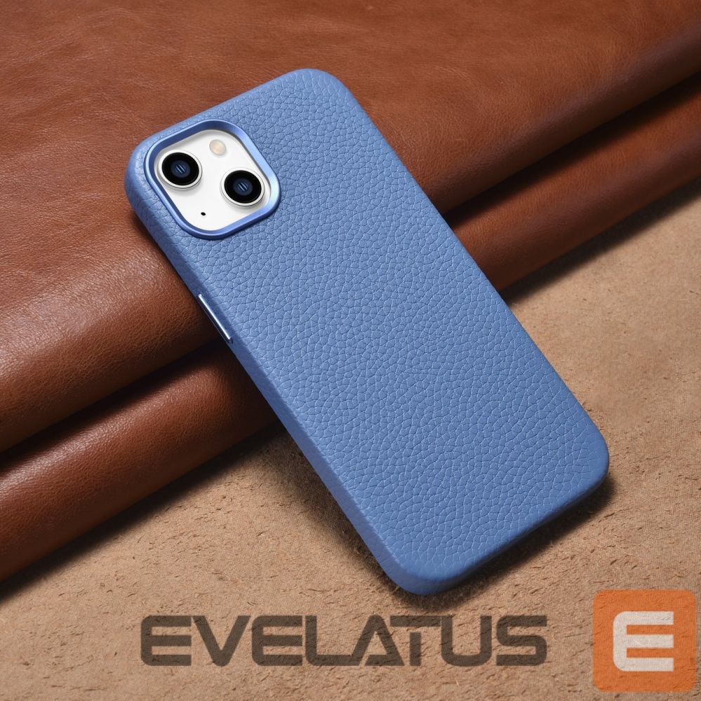 Tagakaaned iCarer iCarer Litchi Premium Leather Case iPhone 14 Plus Magnetic Leather Case with MagSafe Light Blue (WMI14220711-LB)