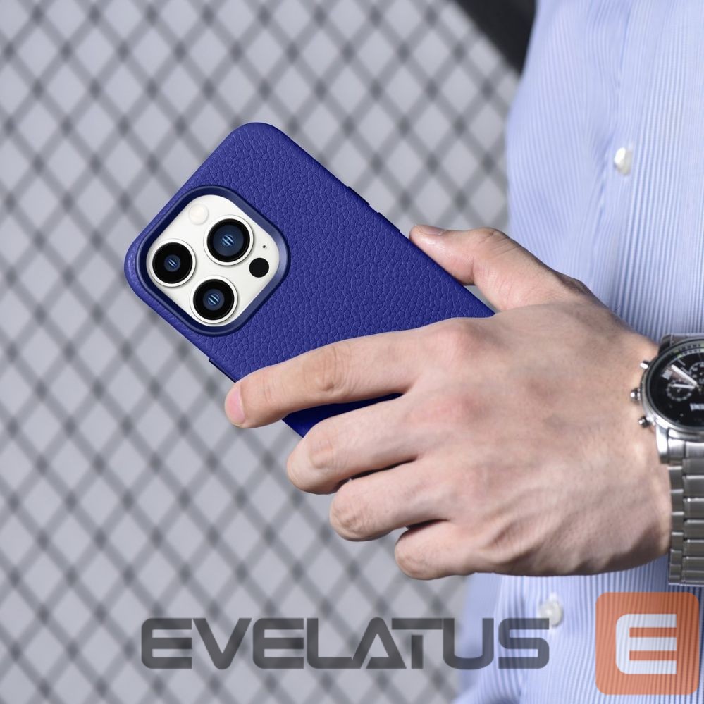 Tagakaaned iCarer iCarer Litchi Premium Leather Case iPhone 14 Pro Magnetic Leather Case with MagSafe Dark Blue (WMI14220710-DB)