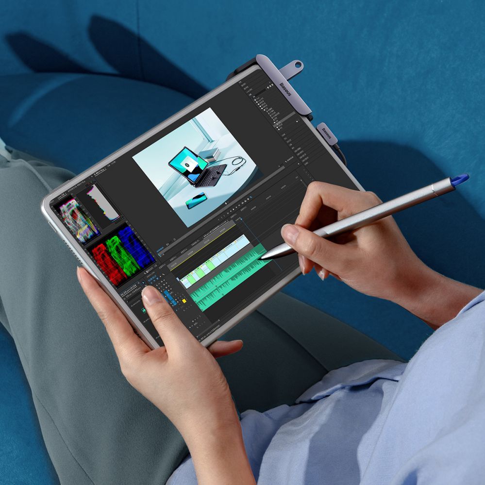 Other goods Baseus Baseus PadJoy universal USB-C HUB for tablet / smartphone 4in1 USB-C - dark gray