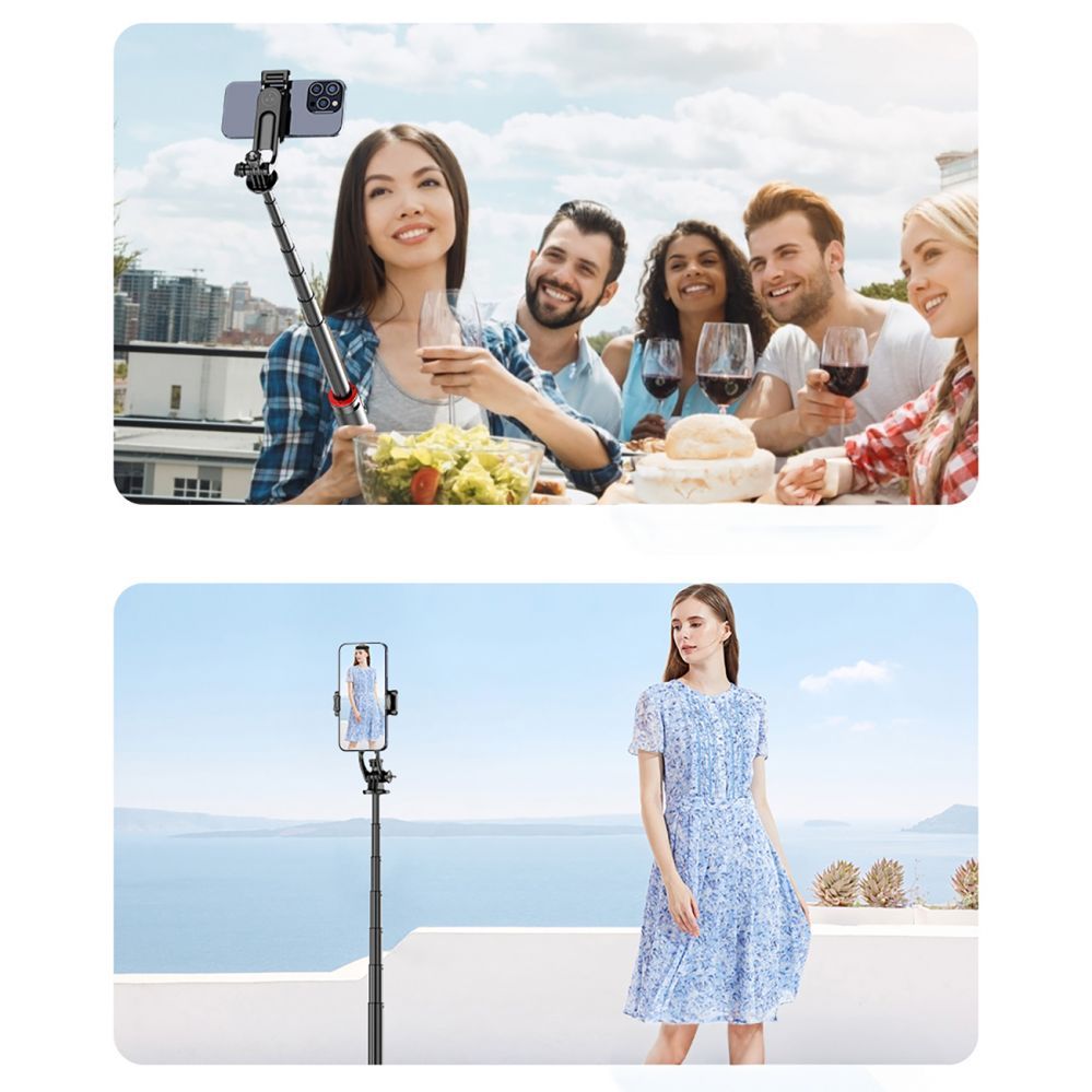 Camera accessory Hurtel Selfie stick WC1Y2S 1.3m aluminum alloy telescopic tripod with phone holder - black