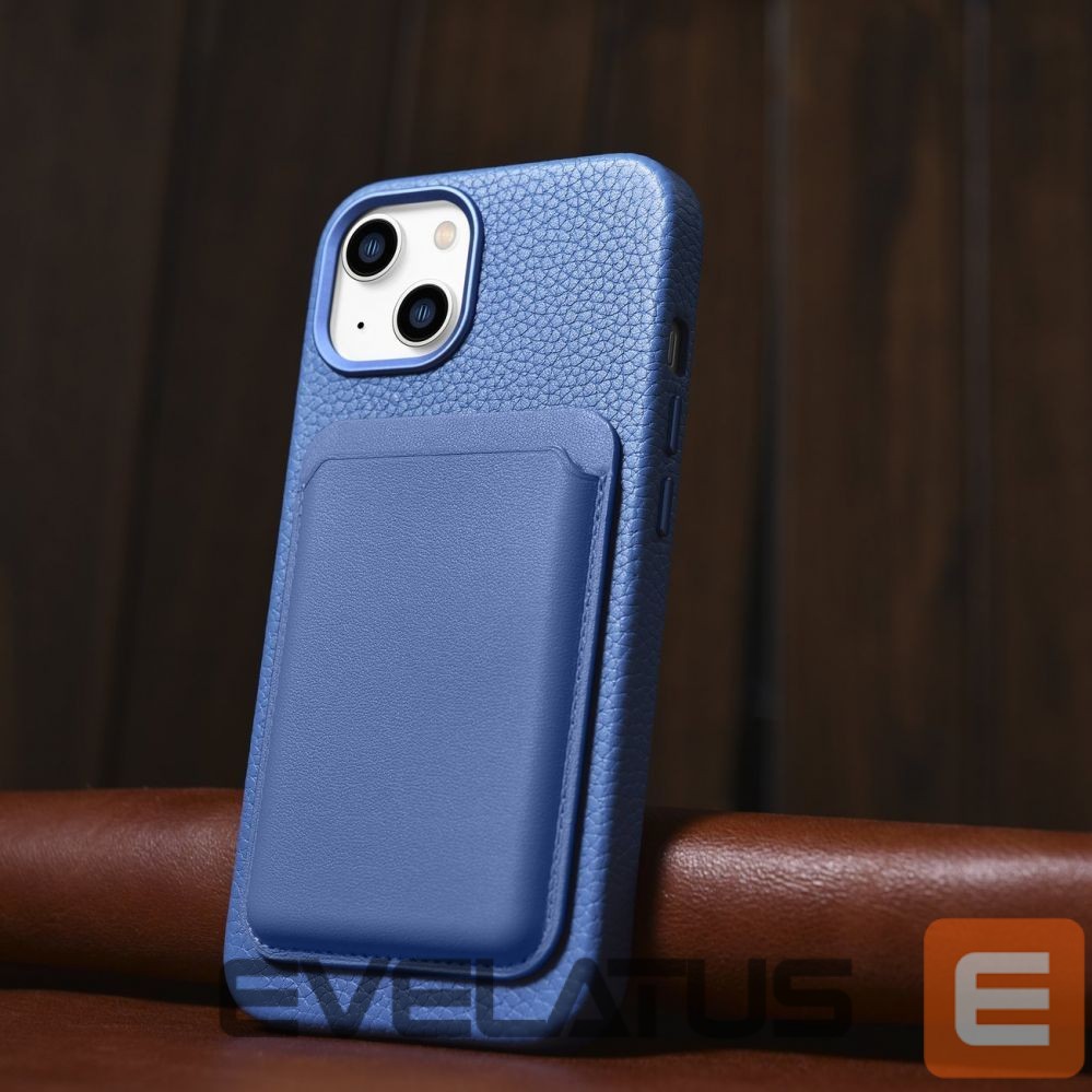 Tagakaaned iCarer iCarer Litchi Premium Leather Case iPhone 14 Plus Magnetic Leather Case with MagSafe Light Blue (WMI14220711-LB)