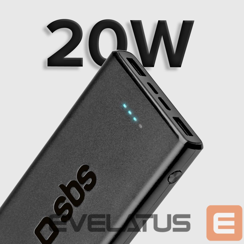 Väline aku SBS Powerbank SBS TTBB10000FASTPD20K 10000 mAh 20W with Power Delivery - black