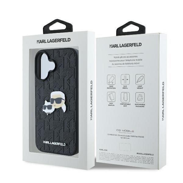 Other Phone Accessory Karl Lagerfeld Karl Lagerfeld Monogram Karl & Choupette Head Pin iPhone 16 Case - Black