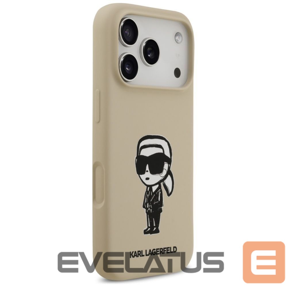 Tagakaaned Karl Lagerfeld Apple KARL LAGERFELD case for IPHONE 17 Pro compatible with MagSafe KLHMP17LSKIGROW (Silicone W/ KL Sketch & Logo) brown Brown