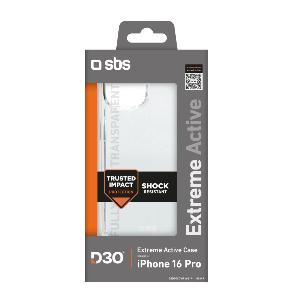 Back panel cover SBS SBS Extreme Active D3O Case for iPhone 16 Pro - Transparent