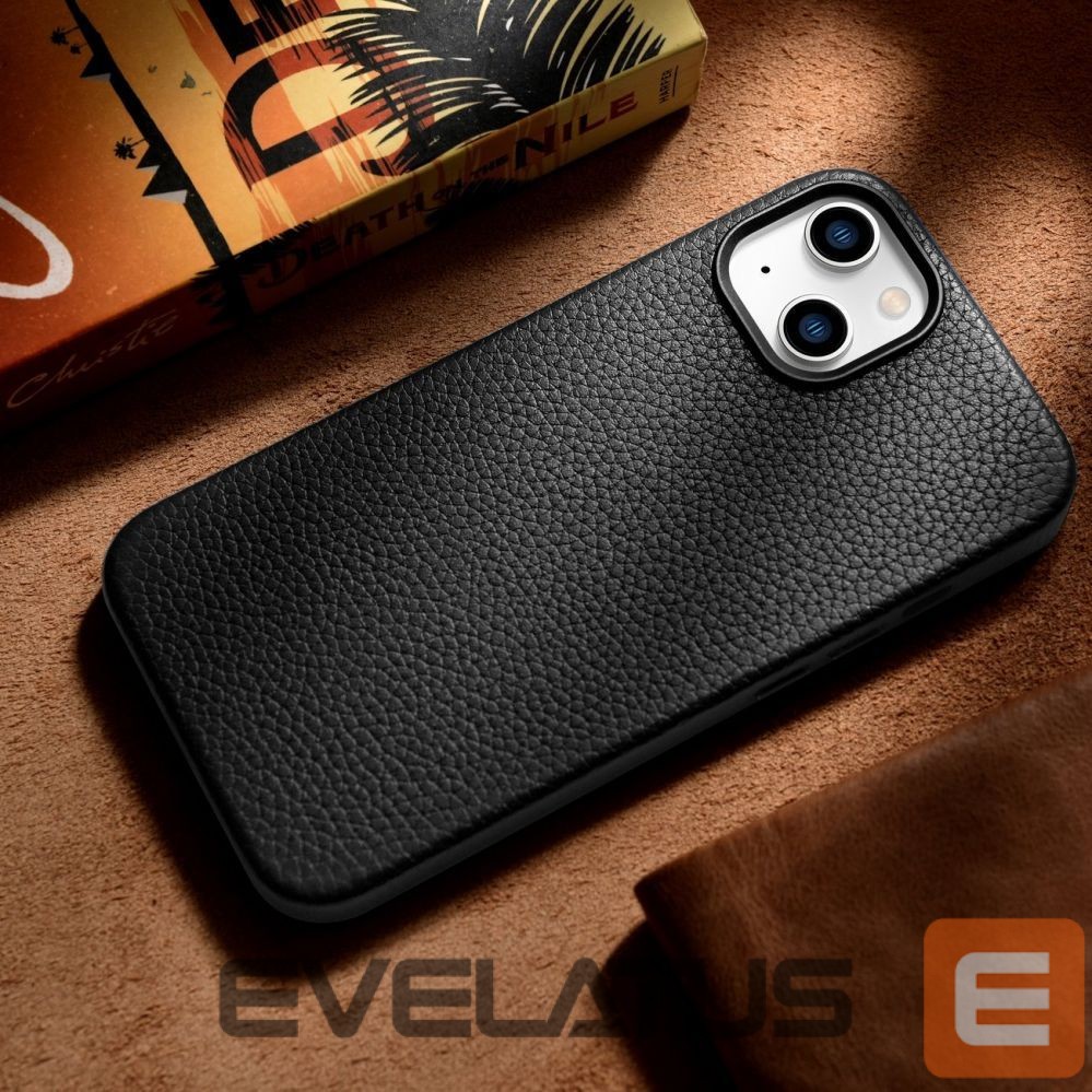 Tagakaaned iCarer iCarer Litchi Premium Leather Case iPhone 14 Plus Magnetic Leather Case with MagSafe Black (WMI14220711-BK)