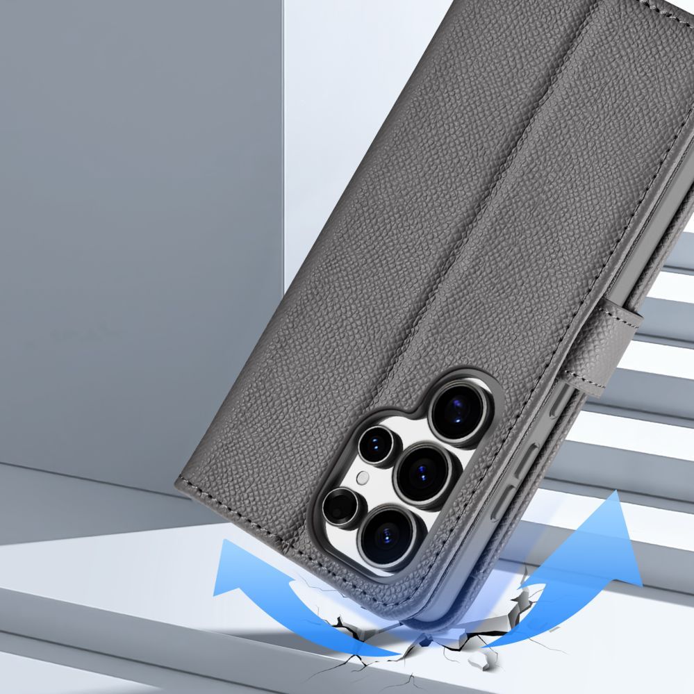 Back panel cover Dux Ducis Dux Ducis Lawa Leather Case for Samsung Galaxy S25 Ultra with Detachable Magnetic Wallet - Gray