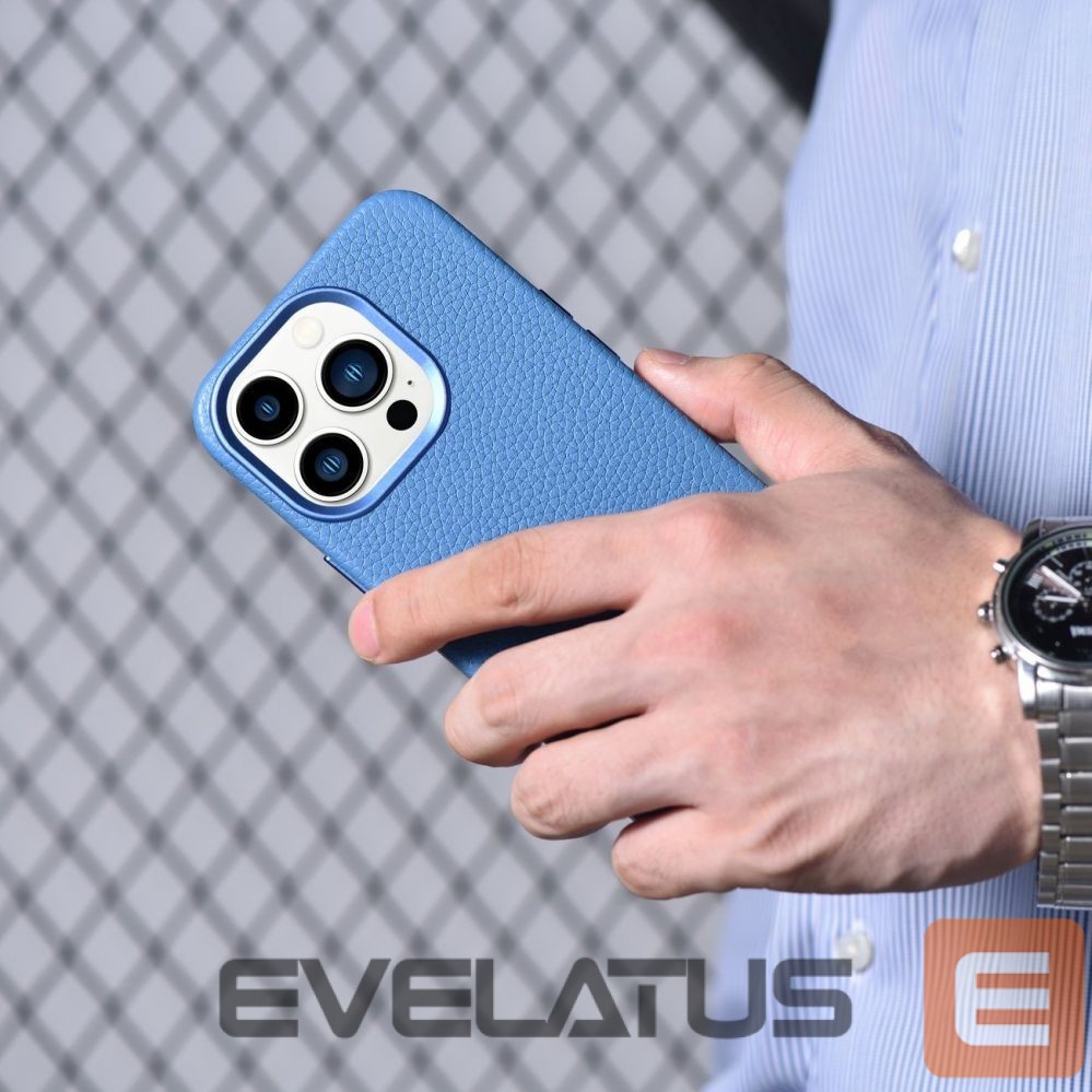 Tagakaaned iCarer iCarer Litchi Premium Leather Case iPhone 14 Pro Magnetic Leather Case with MagSafe Light Blue (WMI14220710-LB)