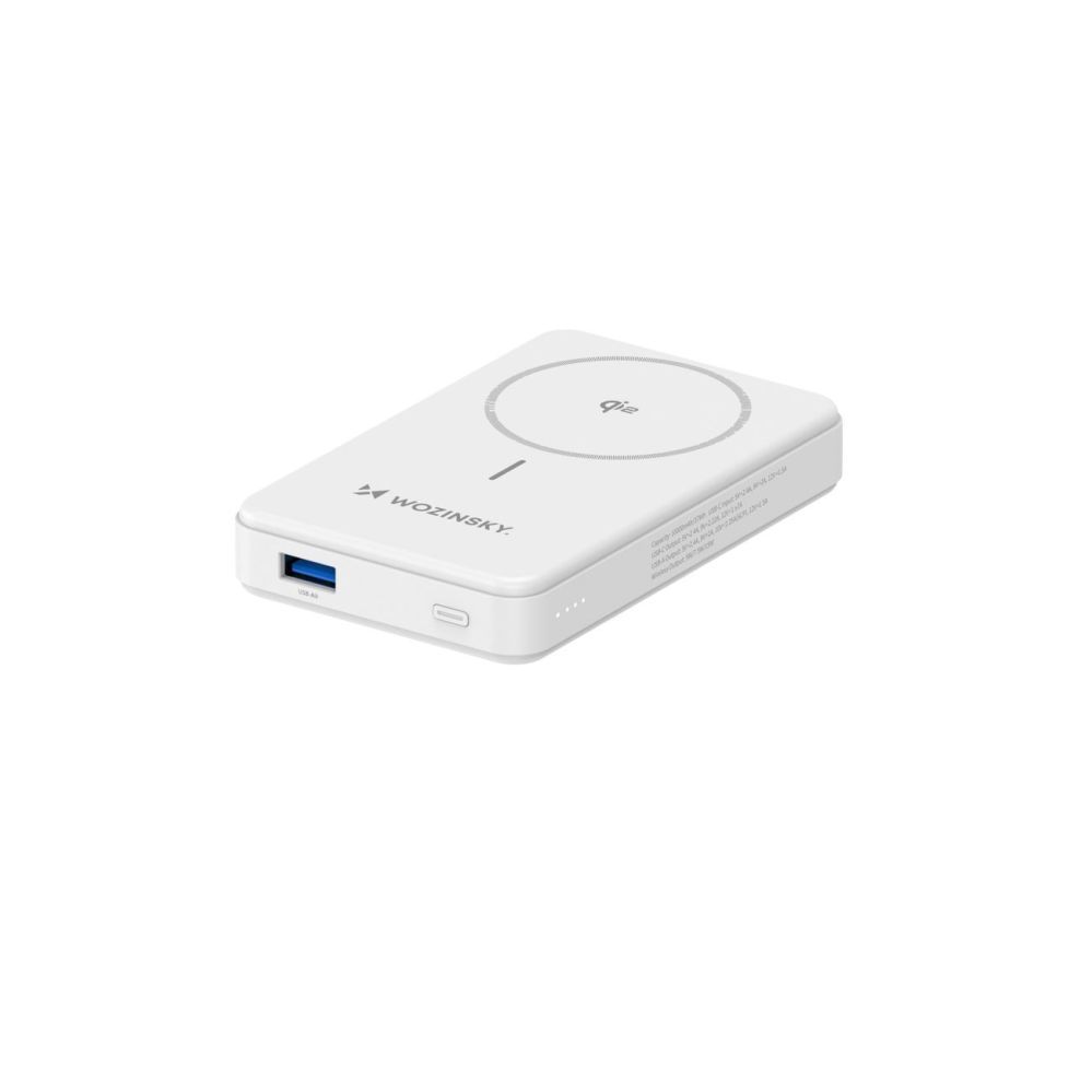 Väline aku Wozinsky Powerbank Wozinsky WLWP-10KA0Y3WS 22.5W PD Qi2 10000 mAh, with stand, 1x USB-A, 1x USB-C - white