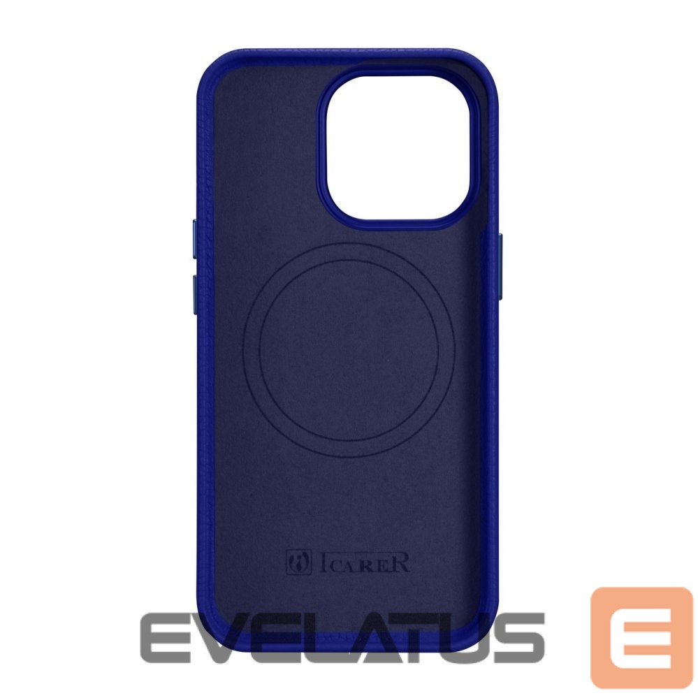 Tagakaaned iCarer iCarer Litchi Premium Leather Case iPhone 14 Pro Magnetic Leather Case with MagSafe Dark Blue (WMI14220710-DB)