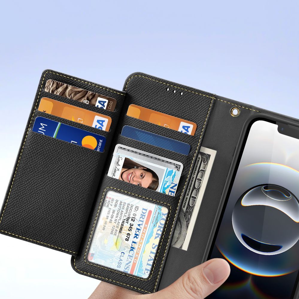 Tagakaaned Dux Ducis Dux Ducis Lawa iPhone 16e Leather Case with Detachable Magnetic Wallet - Black