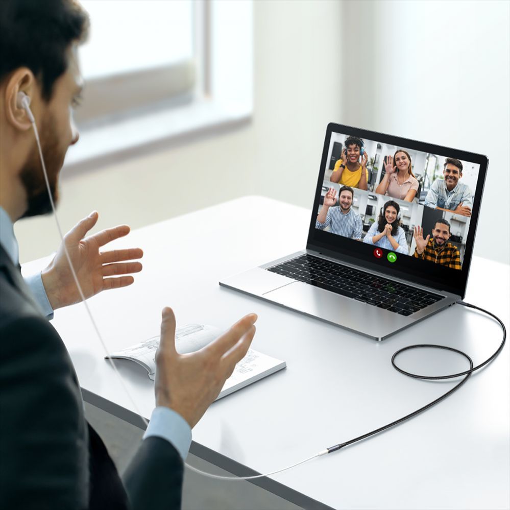 Üleminek Joyroom Joyroom stereo audio cable AUX 3.5 mm mini jack (male) - mini jack (female) 1.2 m black (SY-A09)