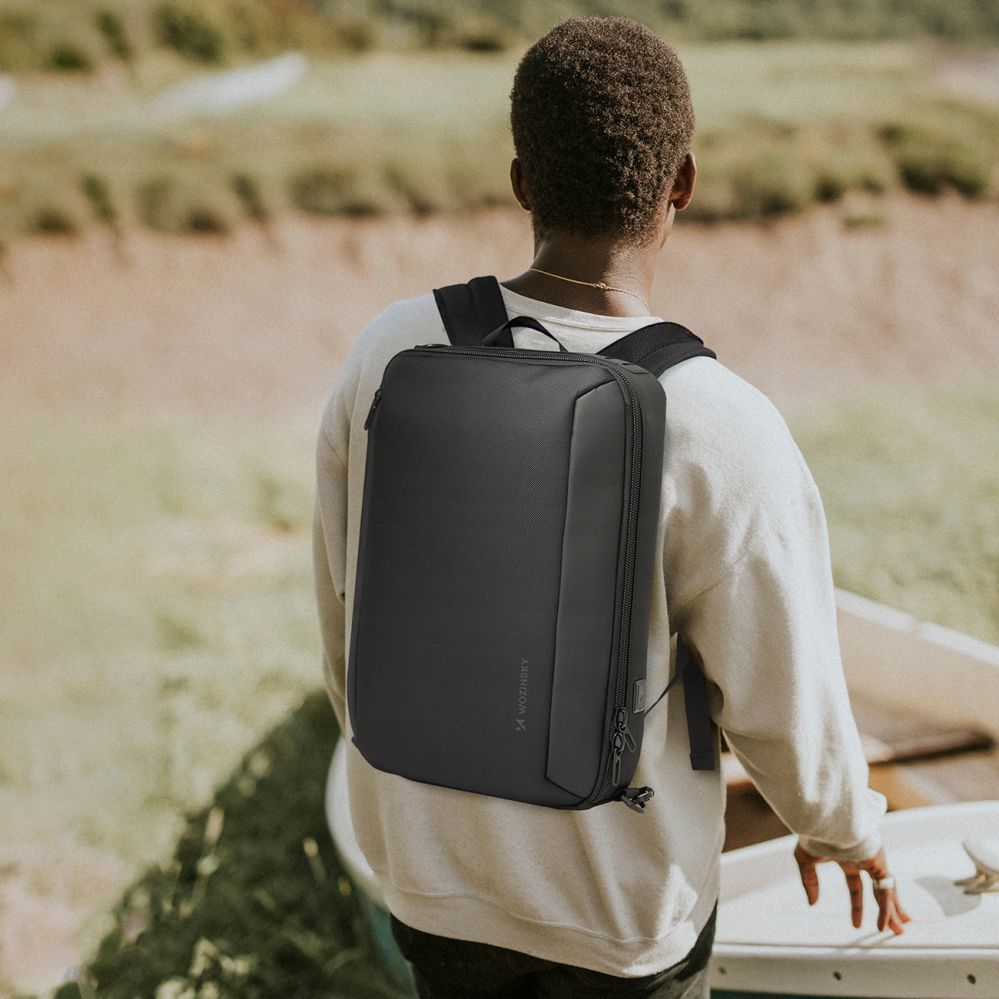 Somas un mugursomas Wozinsky Wozinsky Premium 15.6'' Laptop Backpack/Bag with Strap - Black