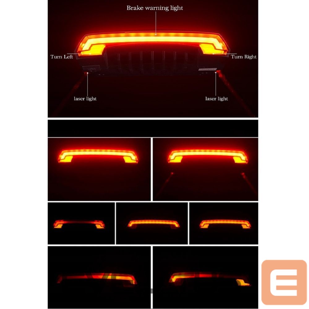 Jalgratta tarvik Rockbros Rockbros LKWD-R1 Rear Bike Light with Laser and Remote Control + Micro USB - USB-A Cable - Black