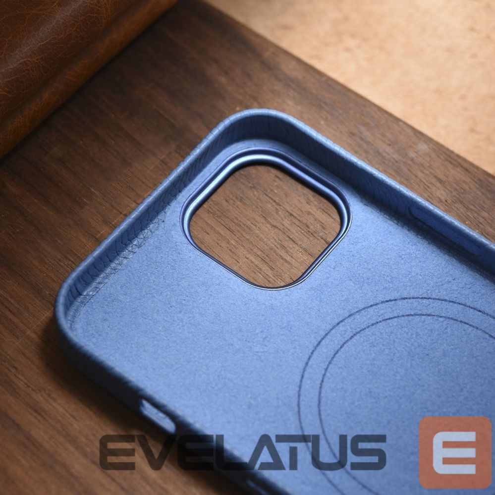 Tagakaaned iCarer iCarer Litchi Premium Leather Case iPhone 14 Magnetic Leather Case with MagSafe Light Blue (WMI14220709-LB)