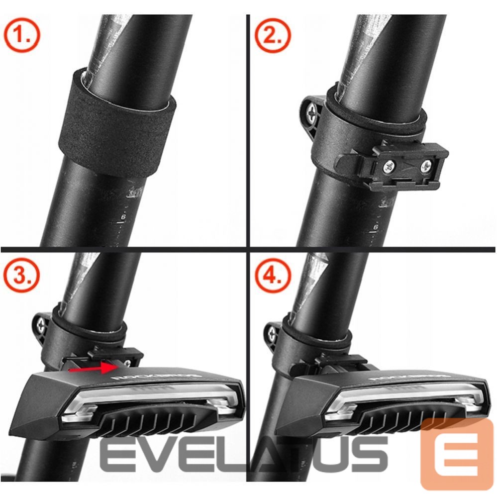 Jalgratta tarvik Rockbros Rockbros LKWD-R1 Rear Bike Light with Laser and Remote Control + Micro USB - USB-A Cable - Black