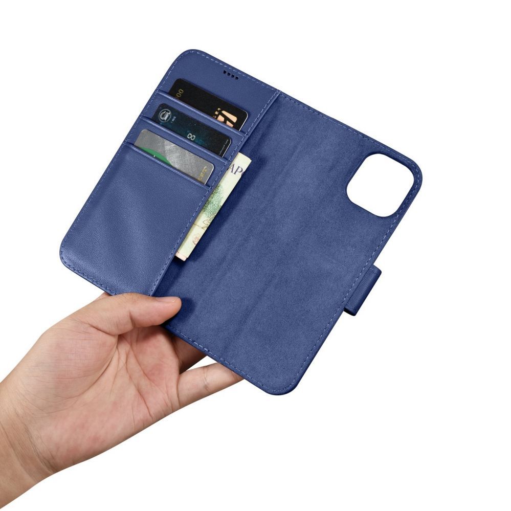 Tagakaaned iCarer iCarer Wallet Case 2in1 Case iPhone 14 Anti-RFID Leather Flip Case Blue (WMI14220725-BU)
