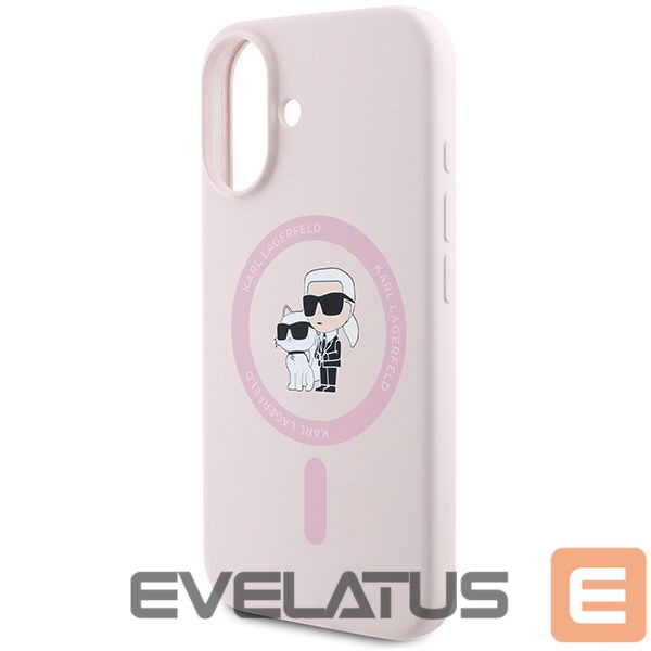 Tagakaaned Karl Lagerfeld Karl Lagerfeld Silicone Karl&Choupette Heads Ring MagSafe iPhone 16 Case - Pink