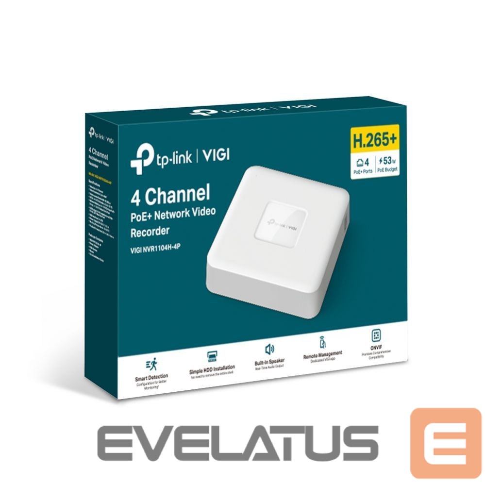 аксессуары для наблюдения TP-Link NET VIDEO RECORDER 4CH/VIGI NVR1104H-4P