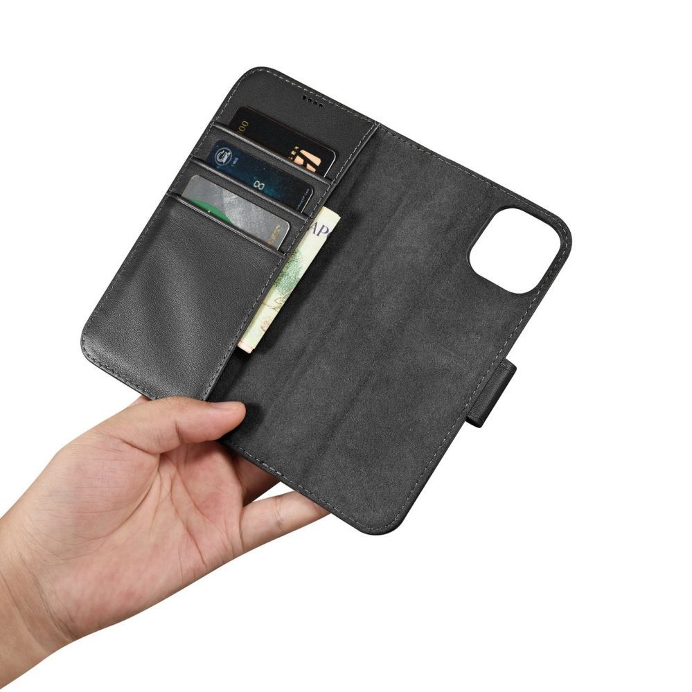 Tagakaaned iCarer - iCarer Wallet Case 2in1 Cover iPhone 14 Plus Anti-RFID Leather Flip Case Black (WMI14220727-BK)