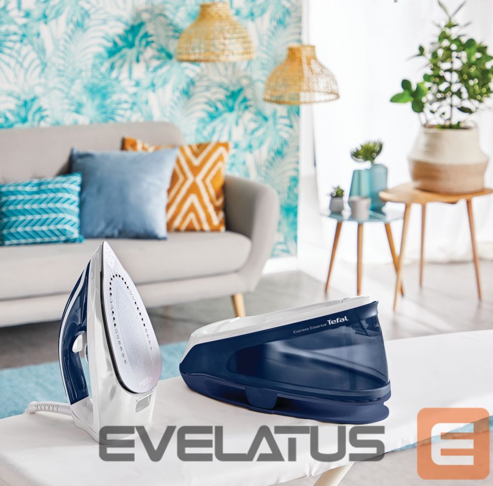 Iron TEFAL | Express Essential Steam Station | SV6116E0 | 2200 W | 1.4 L | 5 to 6 bar | Auto power off | Vertical steam function | Calc-clean function | White/ Blue