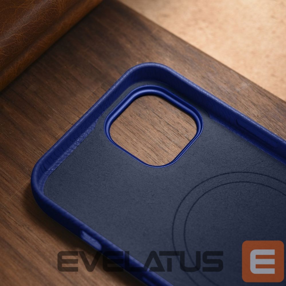 Tagakaaned iCarer iCarer Litchi Premium Leather Case iPhone 14 Plus Magnetic Leather Case with MagSafe Dark Blue (WMI14220711-DB)