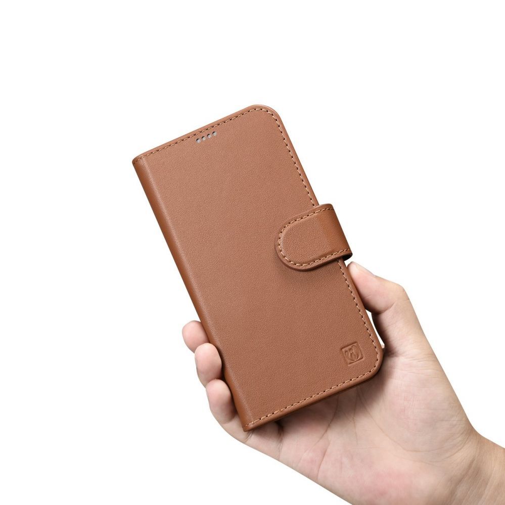 Tagakaaned iCarer iCarer Wallet Case 2in1 Cover iPhone 14 Pro Max Leather Flip Cover Anti-RFID Brown (WMI14220728-BN)