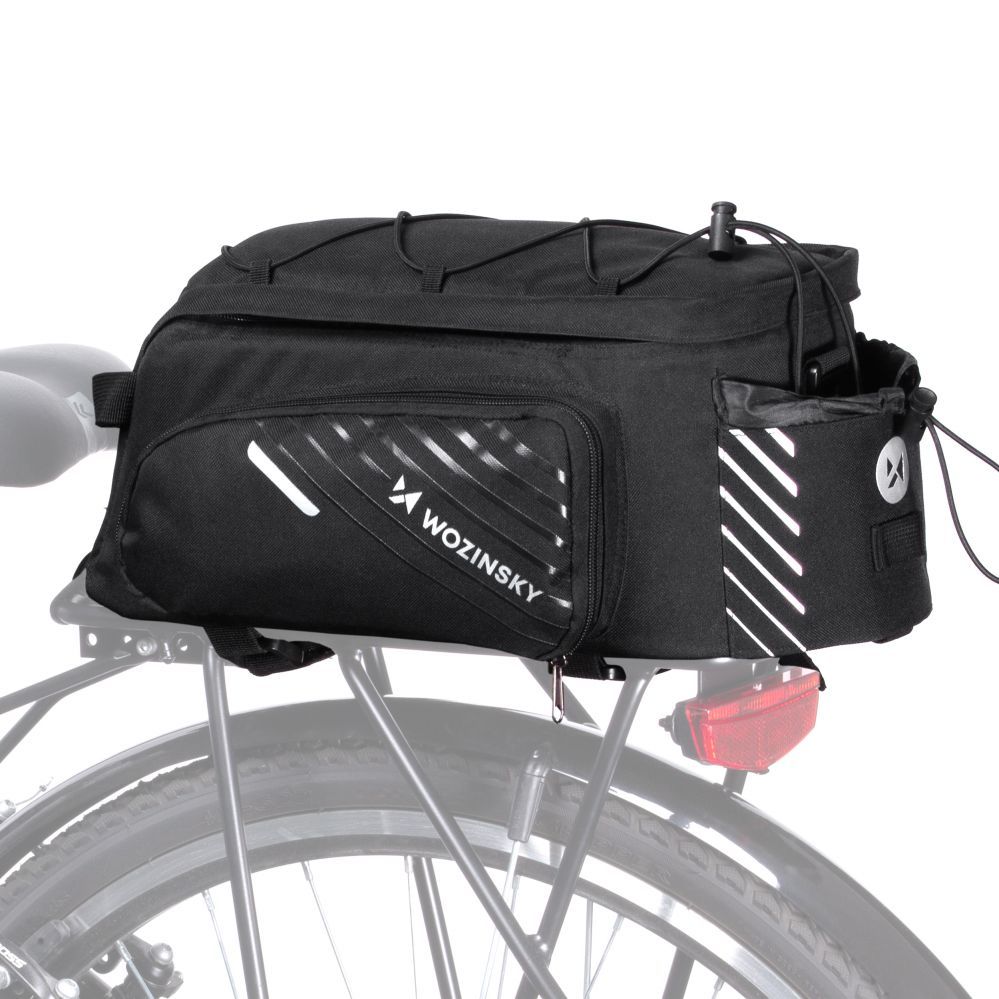 Piederums velosipēdiem Wozinsky Wozinsky bike carrier bag with 9l shoulder strap (rain cover included) black (WBB22BK)