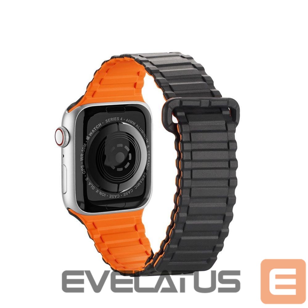 Dirželis Dux Ducis Dux Ducis Strap (Armor Version) Apple Watch SE Strap, 9, 8, 7, 6, 5, 4, 3, 2, 1 (41, 40, 38 mm) Silicone Magnetic Band Bracelet Black/Orange