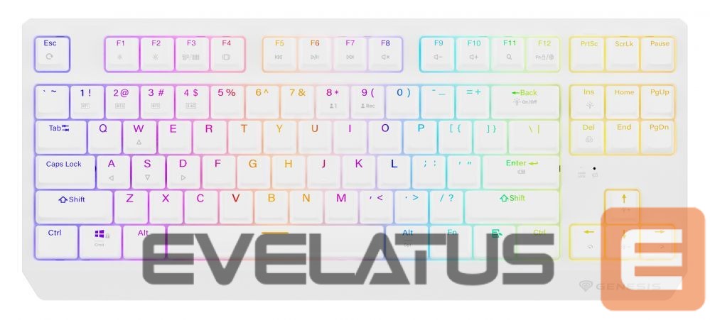 Arvuti klaviatuur Genesis THOR 230 | Mechanical Gaming Keyboard | Wireless | US | White | 2.4 GHz, Bluetooth, USB | Outemu Red