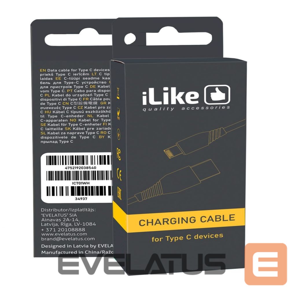 Kaabel iLike - iLike Evelatus Charging Cable for lightning devices CCI01 White